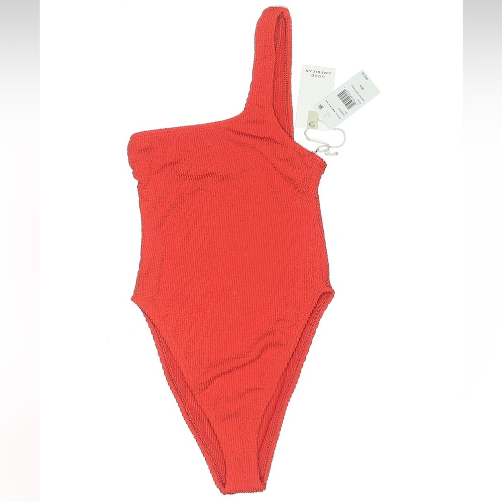 Good American Always Fits One Shoulder One Piece Swimsuit Poppy Red NWT Size XS - Picture 9 of 10